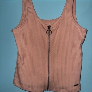 Hollister size small cropped pink zip up tank top.